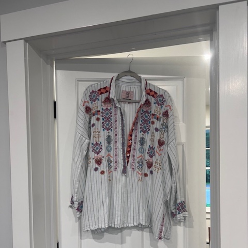 Johnny Was Pete & Greta Embroidered Cotton Tunic - XL
